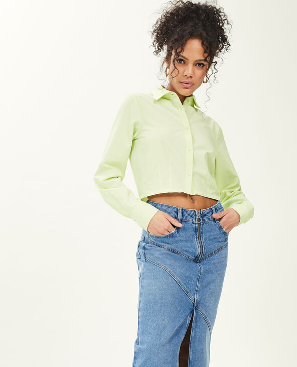 Chemise courte manches longues vert clair - Pimkie