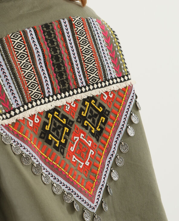Veste longue ethnique vert kaki - Pimkie