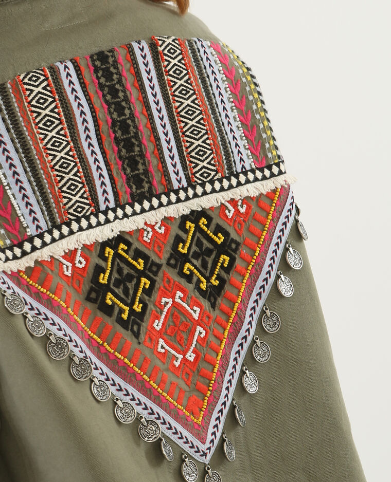 Veste longue ethnique vert kaki - Pimkie
