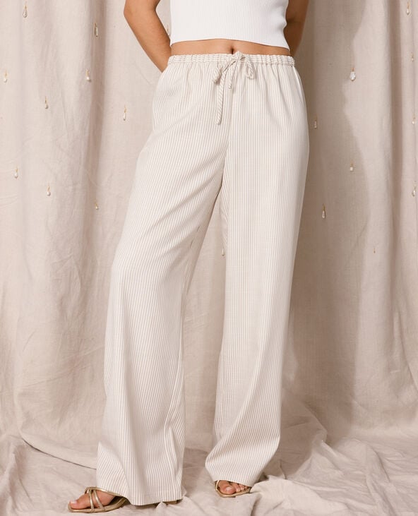Pantalon large et droit motif rayures blanc - Pimkie