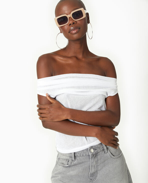 Top en maille légère avec encolure bénitier blanc - Pimkie
