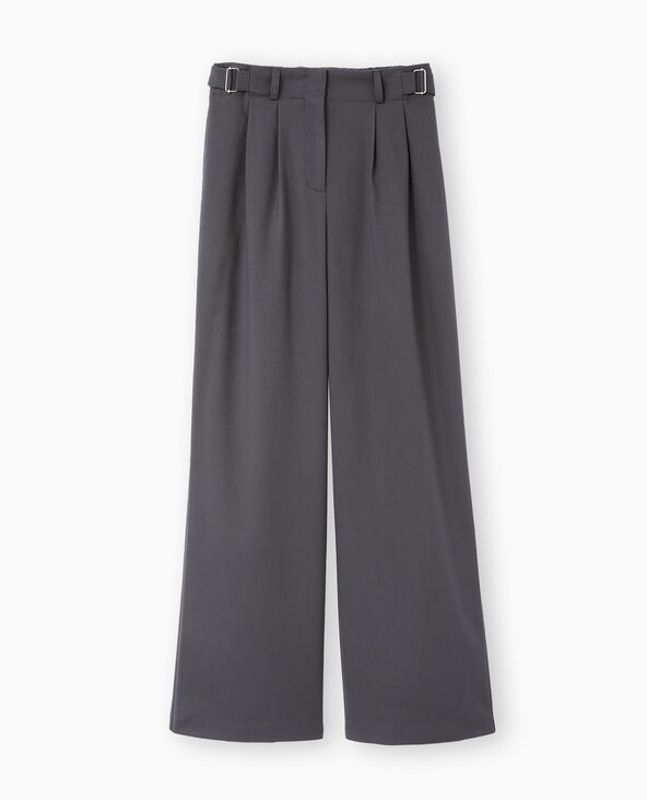 Pantalon large avec sangles à la taille gris foncé - Pimkie