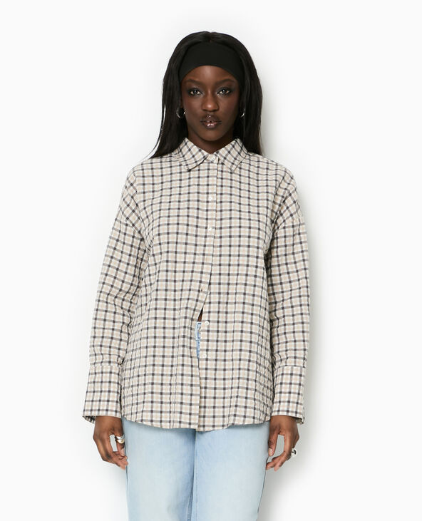 Chemise oversize à carreaux blanc - Pimkie