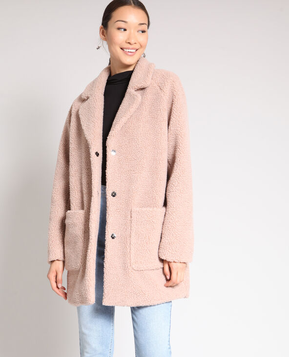 Manteau en fausse fourrure rose clair - Pimkie