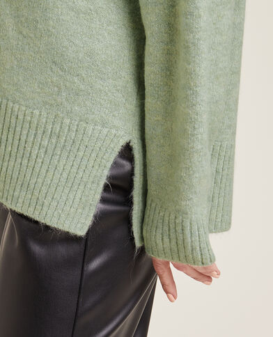 Pull grand col V vert - Pimkie