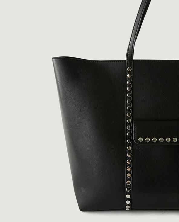 Sac cabas en simili cuir à clous noir - Pimkie