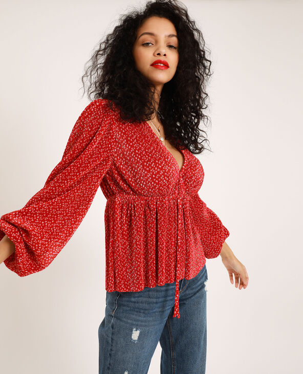 Blouse plissée rouge - Pimkie