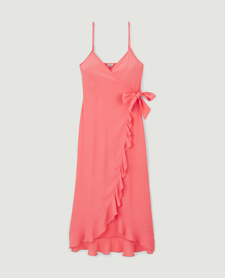 Robe longue porte-feuille avec volants rose - Pimkie