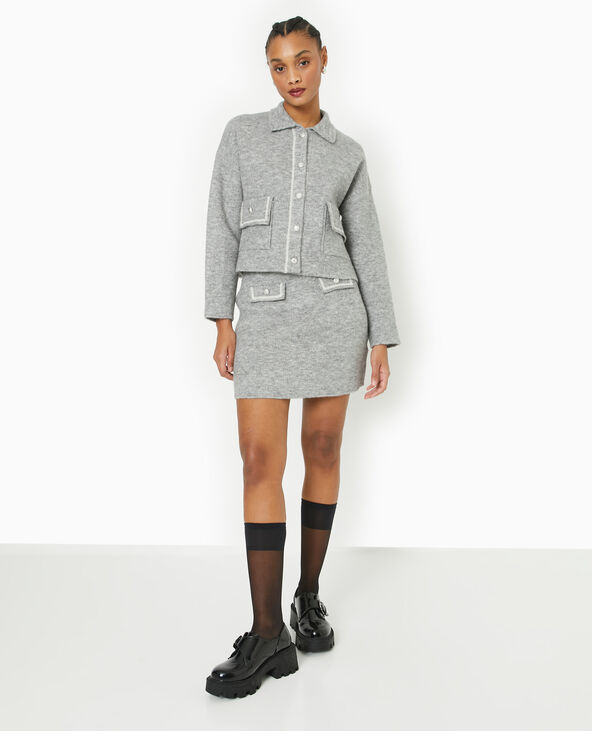 Gilet droit avec boutons fantaisie gris chiné - Pimkie