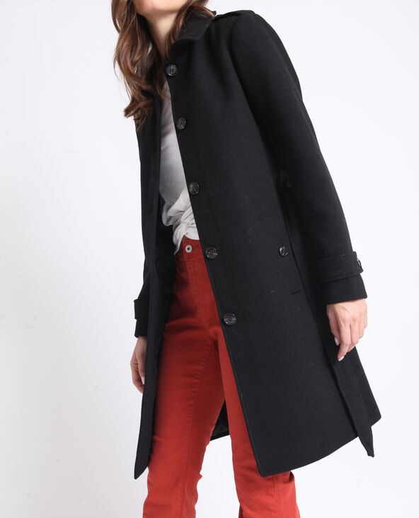 Manteau drap de laine noir - Pimkie