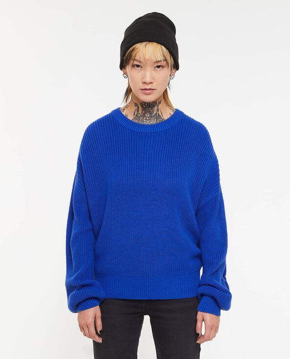 Pull col rond bleu électrique - Pimkie