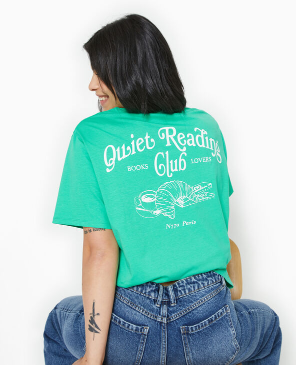 T-shirt oversize avec print poitrine et dos vert - Pimkie