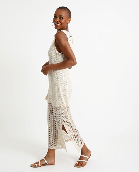 Robe longue ajourée beige - Pimkie