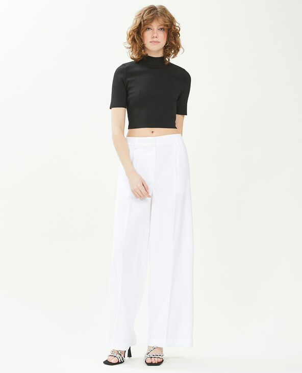 Pantalon large en toile fluide blanc - Pimkie