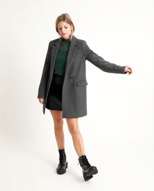 Manteau drap de laine gris foncé - Pimkie