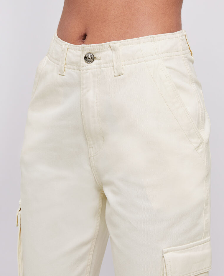 Pantalon droit cargo taille haute beige - Pimkie