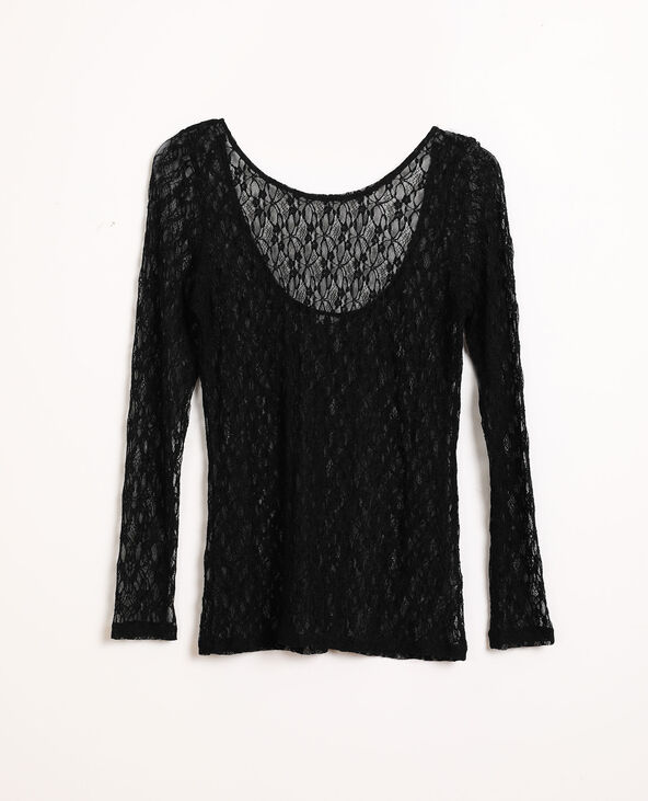T-shirt en dentelle noir - Pimkie