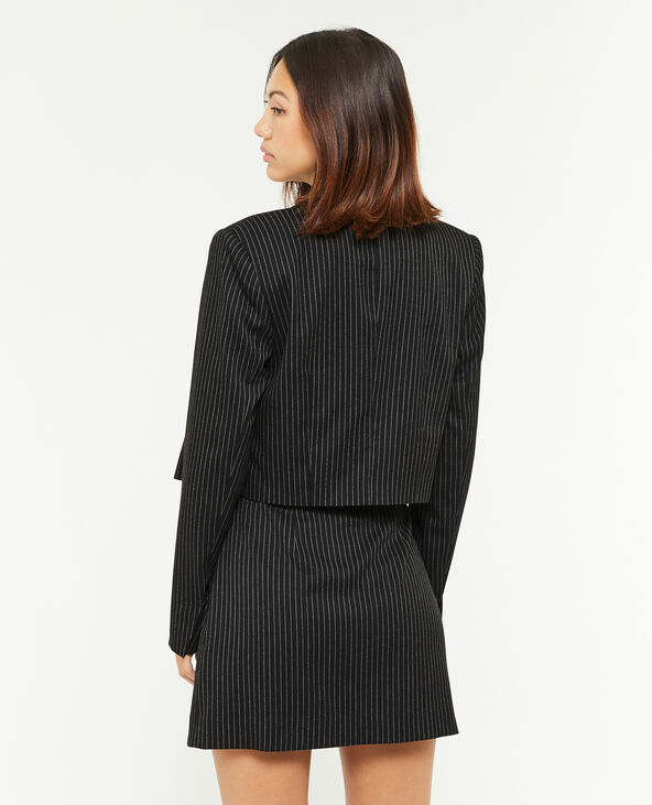 Veste blazer courte rayures banquier noir - Pimkie