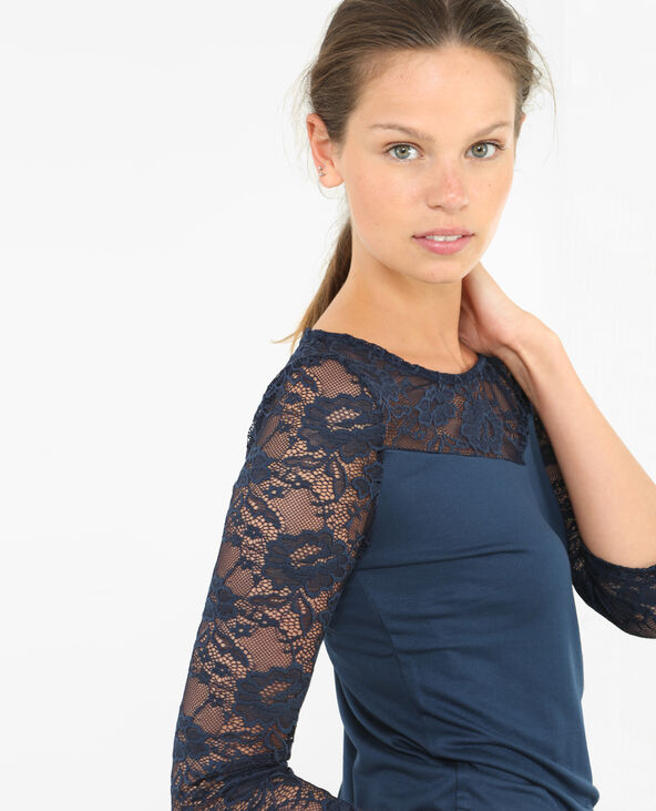 Tee shirt dentelle bleu marine online