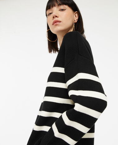 Pull rayé en maille épaisse noir - Pimkie