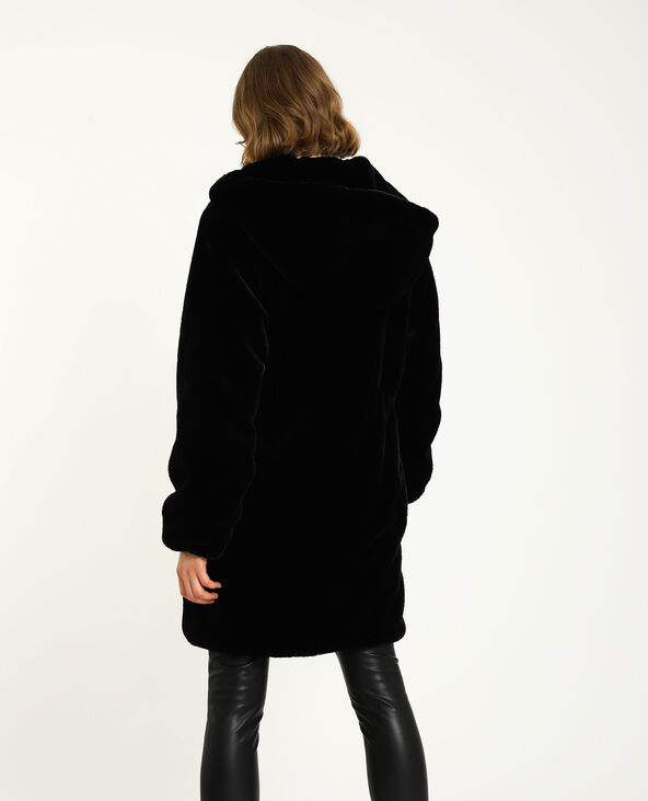 manteau moumoute noir femme