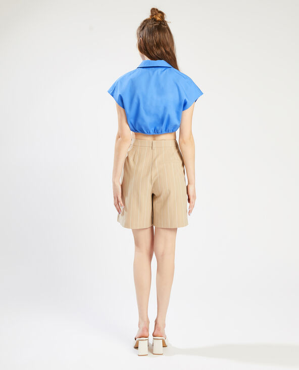 Chemise cropped croisée bleu - Pimkie
