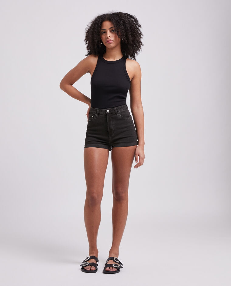 Short en jean bords roulottés noir - Pimkie