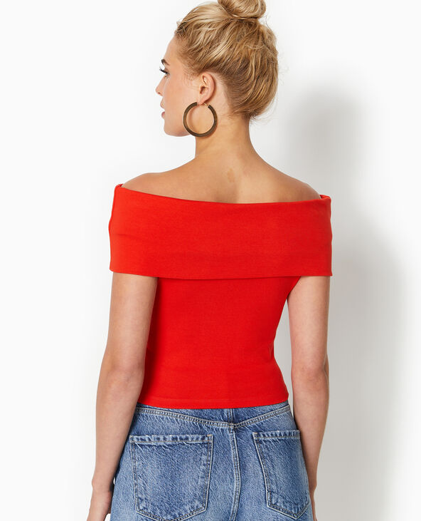 Top court encolure Bardot rouge - Pimkie