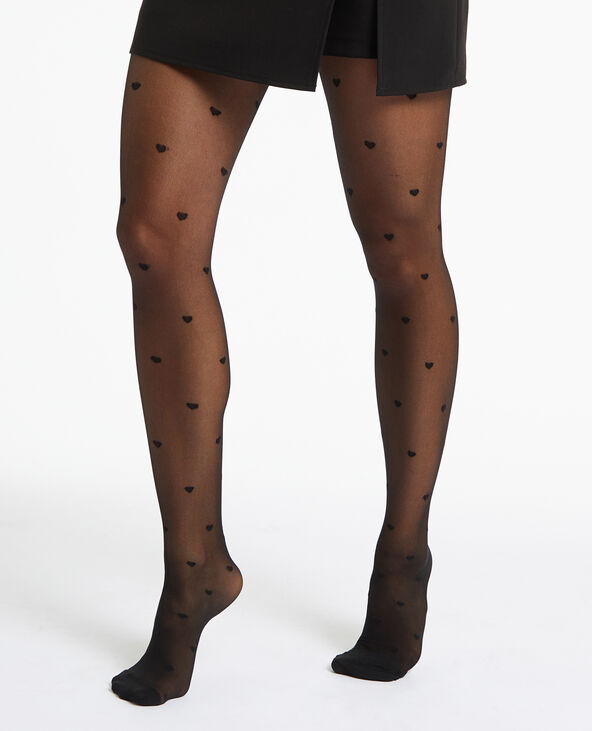 Collants push up cœurs noir - Pimkie