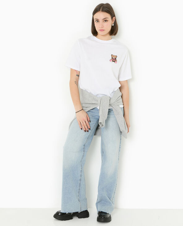 T-shirt ample avec print poitrine et dos blanc - Pimkie