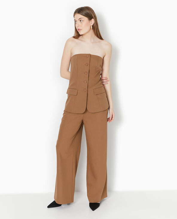 Top bustier boutonné marron - Pimkie