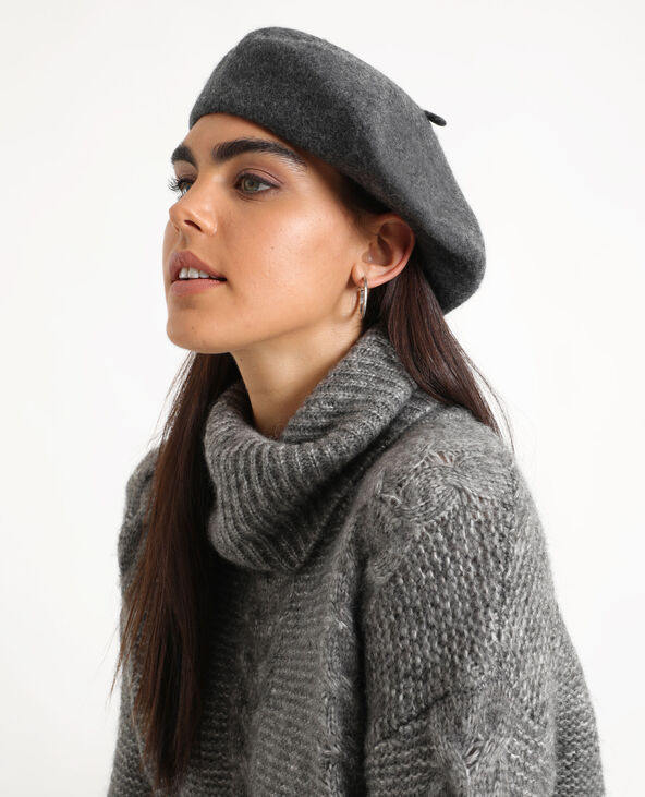 Béret en laine gris chiné - Pimkie
