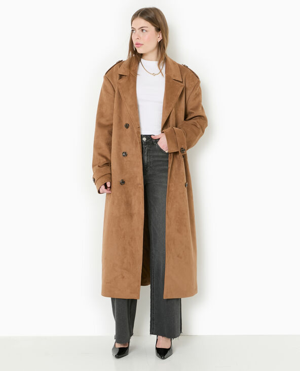 Trench oversize en suédine beige - Pimkie