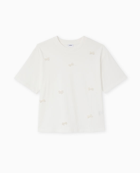 T-shirt ample avec nœuds en perles blanc - Pimkie