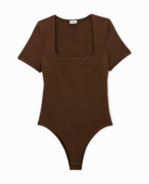 Body manches courtes encolure carrée marron - Pimkie