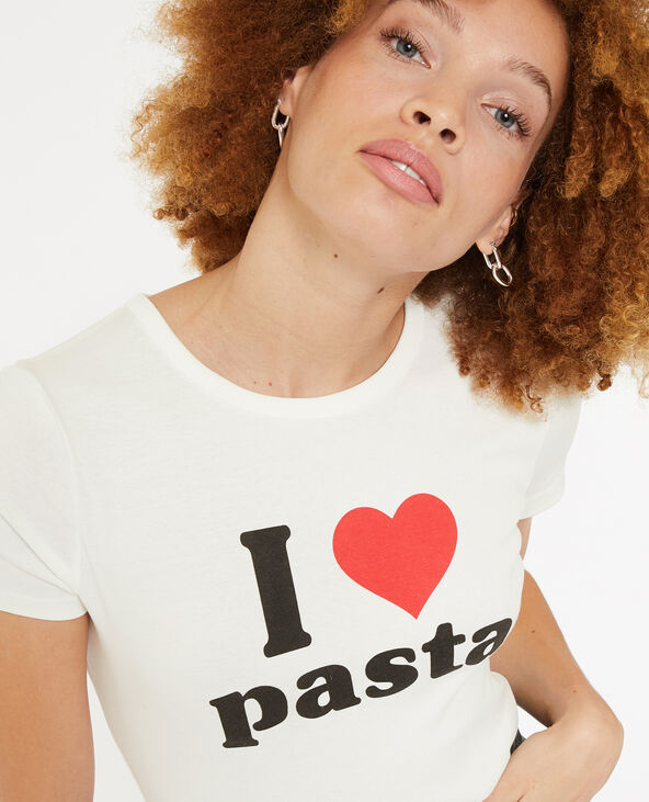 T-shirt cintré avec print blanc - Pimkie