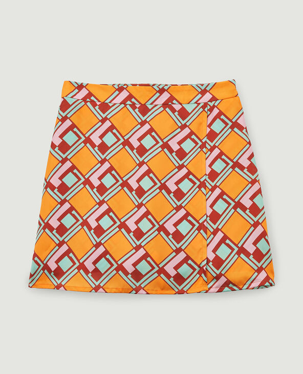Jupe short en tissu satiné orange - Pimkie