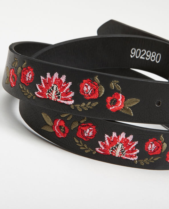 Ceinture brodée noir - Pimkie