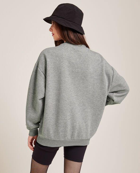Sweat col rond gris chiné - Pimkie