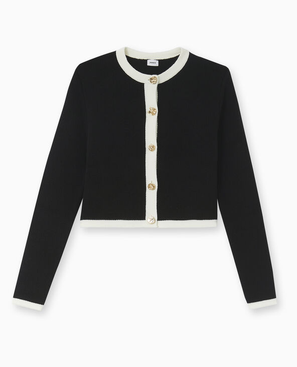 Gilet en maille avec boutons fantaisie noir - Pimkie