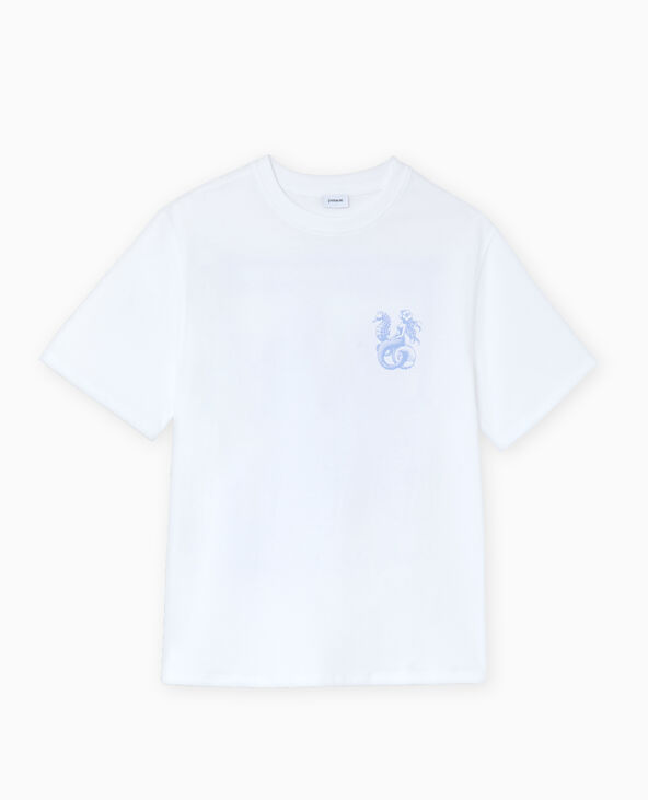 T-shirt ample avec print poitrine et dos blanc - Pimkie