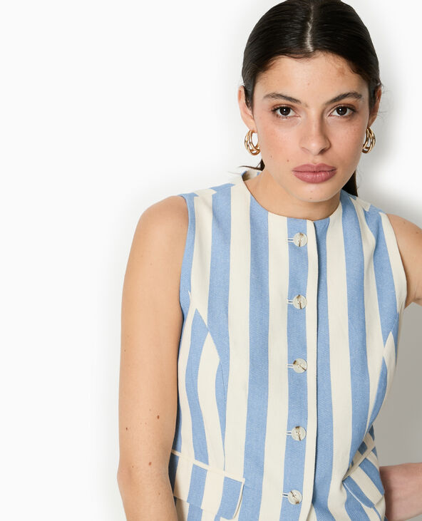 Veste longue sans manche avec rayures bleu - Pimkie