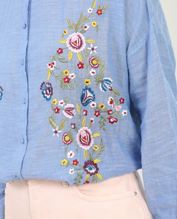 Chemise brodée bleu - Pimkie