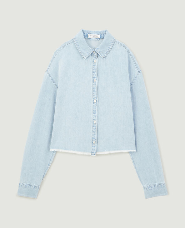 Chemise courte en jean bleu - Pimkie