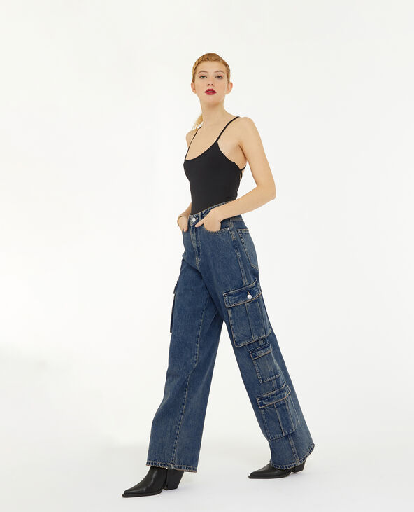 Jean cargo large effet dirty jaune - Pimkie