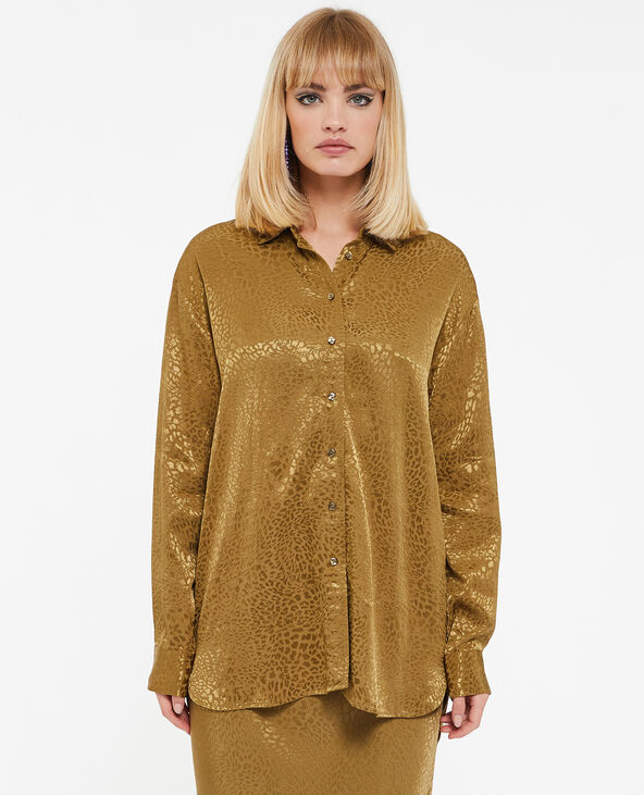 Chemise en tissu satiné jacquard motif léopard marron - Pimkie