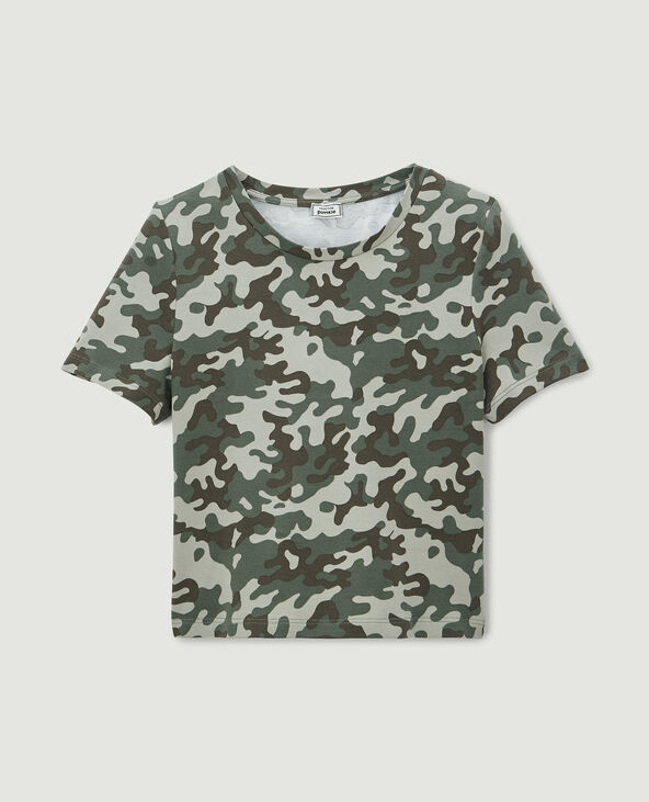 T-shirt cropped manches courtes camel - Pimkie