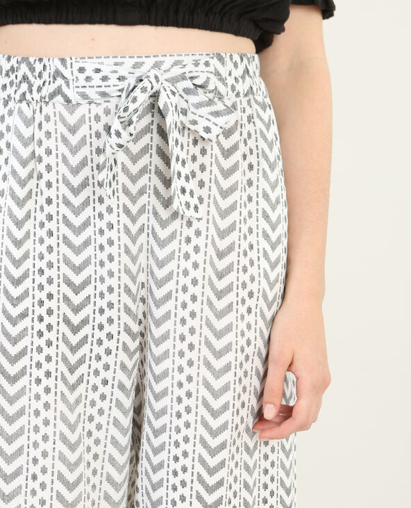 Pantalon fluide imprimé blanc - Pimkie