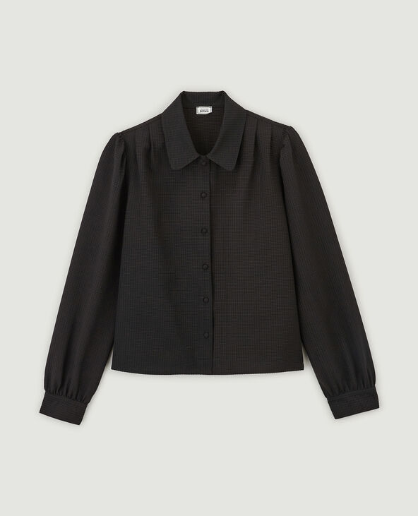 Chemisier tissu gaufré noir - Pimkie