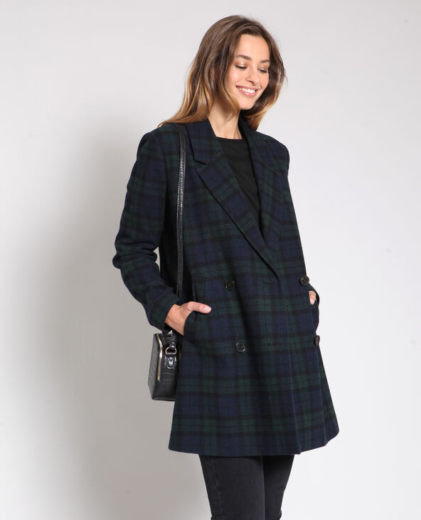 Manteau à carreaux noir - Pimkie